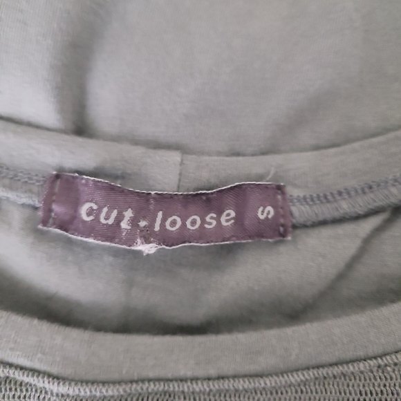 Cut Loose Tunic Top S Gray Knit Tiered Hi-Low 3/4 Sleeve Lagenlook Casual Shirt - Picture 4 of 6